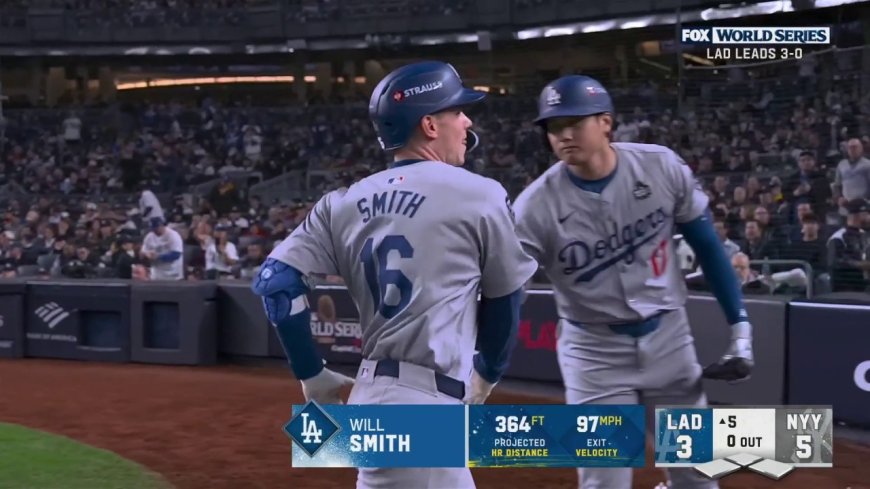 Will Smith hits a solo home run to help Dodgers shrink Yankees' lead to two runs