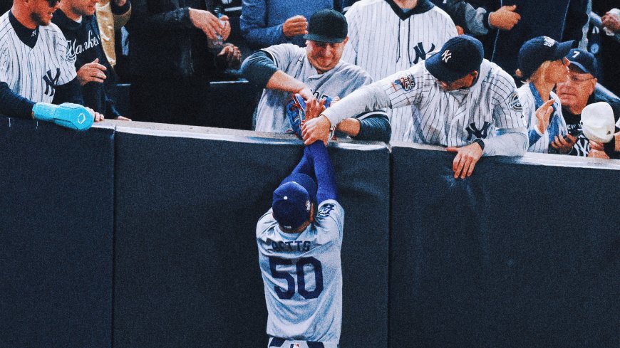 Yankee Stadium fan ejected for interference by prying ball out of Mookie Betts' glove at World Series