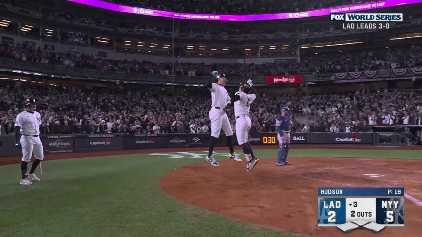 Anthony Volpe DESTROYS a grand slam to give Yankees 5-2 lead over Dodgers