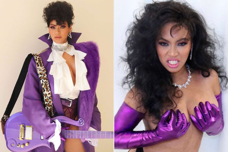 Beyoncé Channels Prince and Apollonia — and Goes Topless — in “Purple Rain”-Themed Halloween Photoshoot