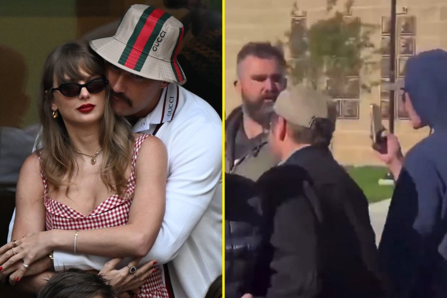 Taylor Swift and Travis Kelce react to shocking Jason Kelce altercation with fan who used homophobic slur