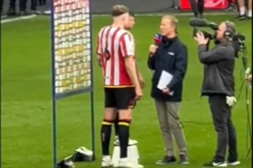 Fans in stitches as Sheffield United star forced to stand on stool next to teammate for interview