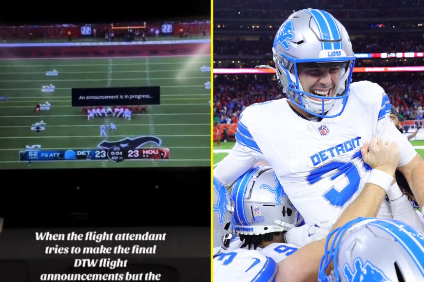 Plane full of Detroit Lions fans revolt as flight attendant nearly spoils critical moment in Texans win