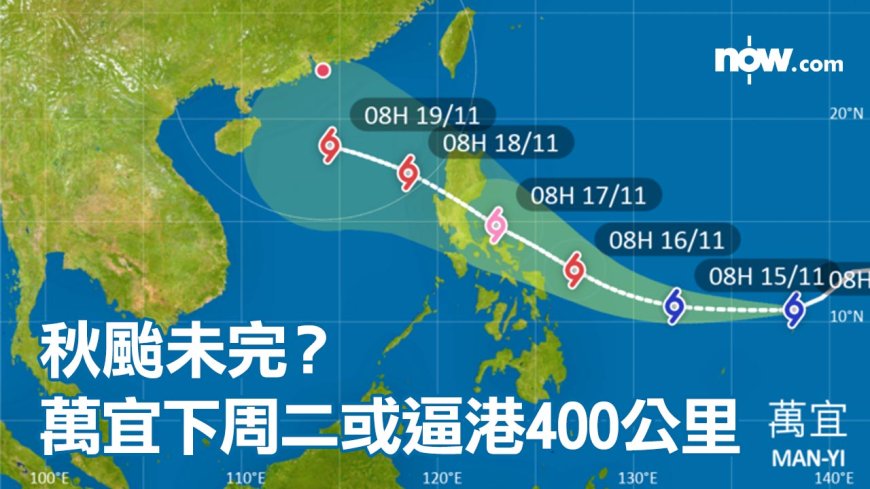 【秋颱未完？】颱風萬宜下周二或逼近本港400公里 周中氣溫低見20°C