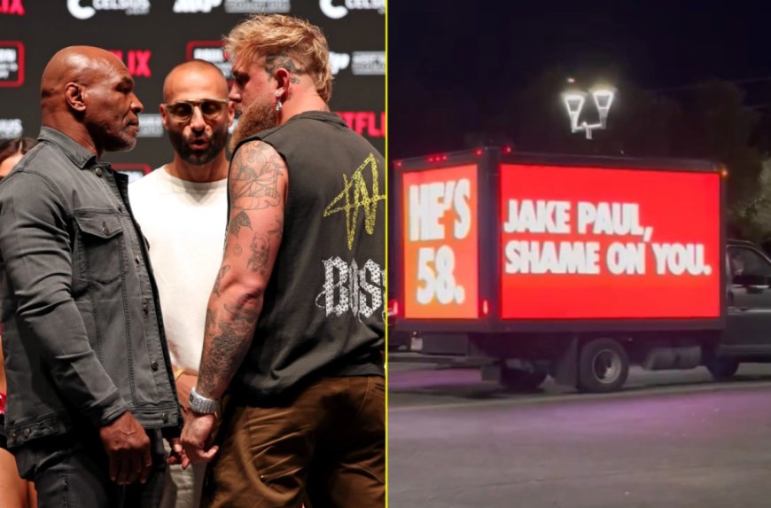 Jake Paul’s fight with Mike Tyson hit by protester who hired huge truck to shame controversial event