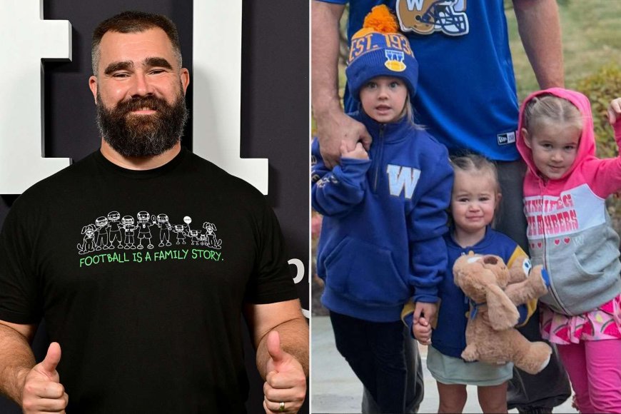 Jason Kelce and His Daughters Cheer on Their 'Uncle' Zach in Winnipeg Blue Bombers Gear Ahead of the Grey Cup