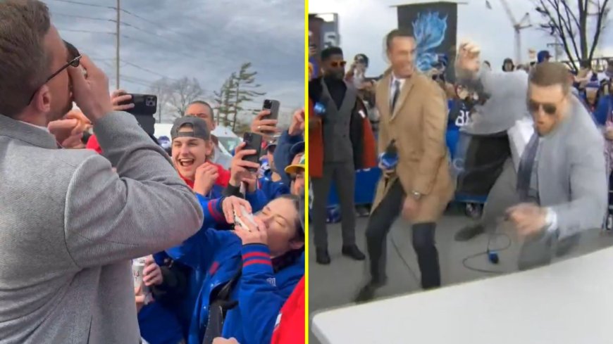 J.J. Watt chugs beers with Bills fans and throws himself through table in wild CBS pregame show