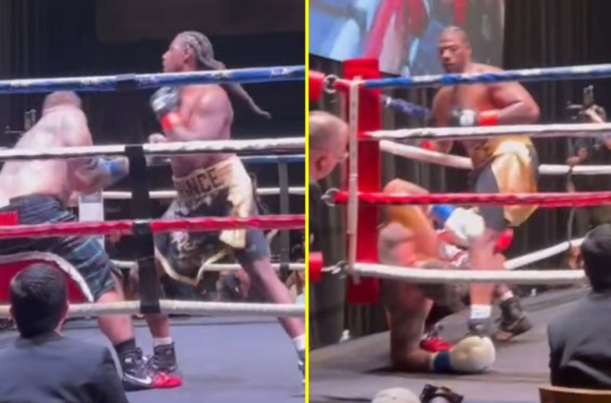 Anthony Joshua’s former rival leaves opponent splattered on ropes in sensational and brutal first-round KO