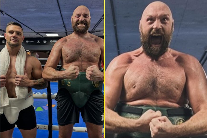 Tyson Fury stuns fans with bulky physique ahead of Oleksandr Usyk rematch as he spars world champion who dropped Daniel Dubois