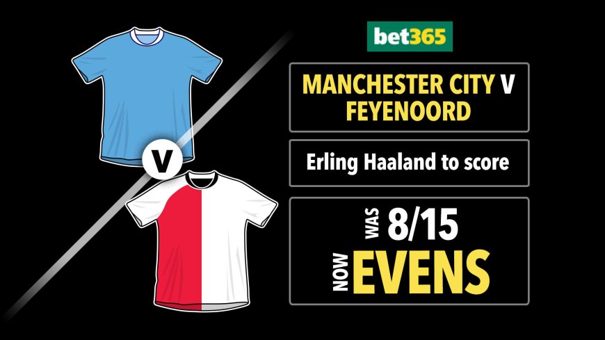 Manchester City v Feyenoord odds boost: Get EVENS on Haaland to score with bet365