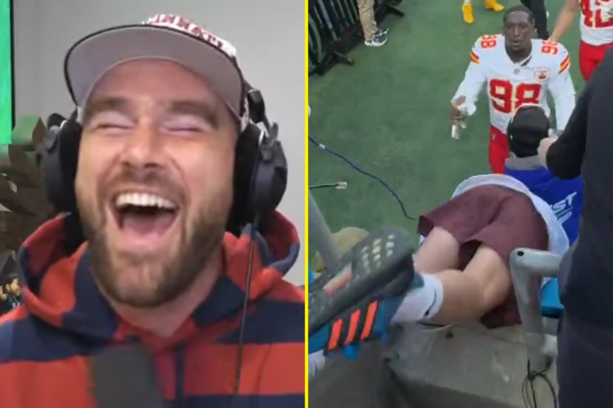 ‘Sue the Panthers!’ – Travis and Jason Kelce’s hilarious reaction to video of Chiefs star catching falling child