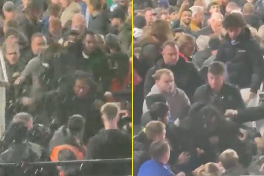 West Ham launch investigation after fans filmed fighting in stands in huge brawl during thrilling clash with Arsenal