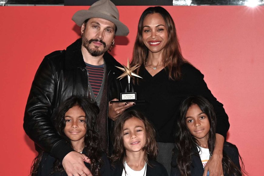 Zoe Saldaña Smiles with Her 3 Sons on the Red Carpet as They Pose Together for Rare Family Photo in Italy