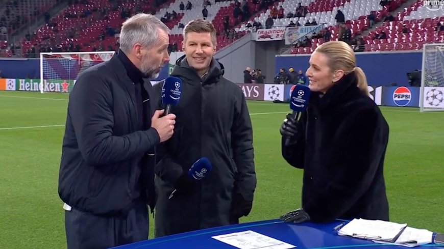 Under-fire Champions League boss swears on live TV and prompts awkward laugh from host Gabby Logan