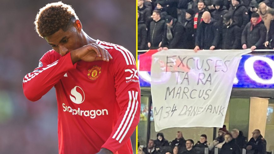 Man United fans unfurl anti-Marcus Rashford banner with four-word message during Tottenham clash