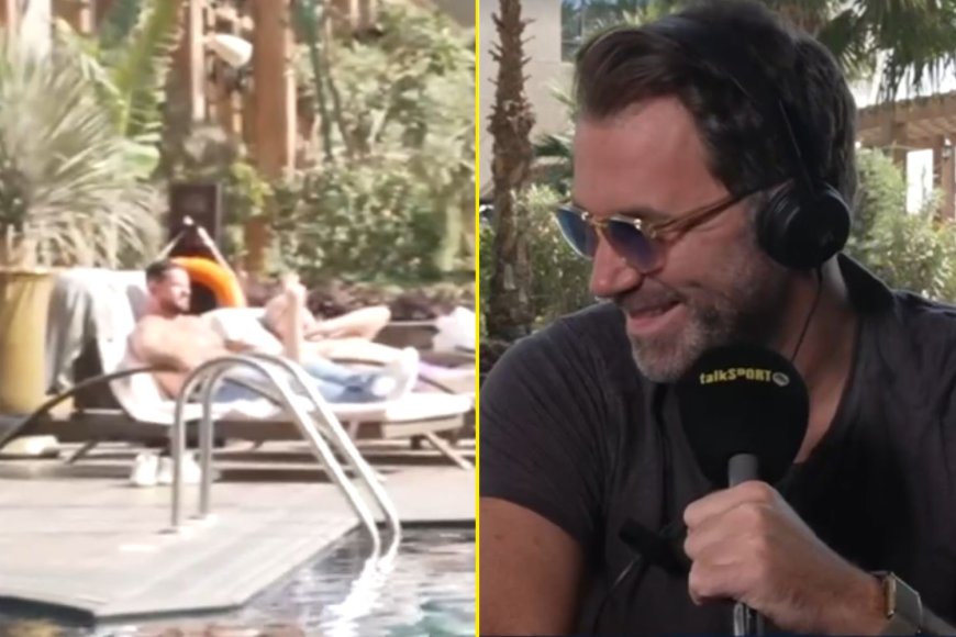 Eddie Hearn stops interview to accuse Frank Warren of stealing his sunbed in funny moment