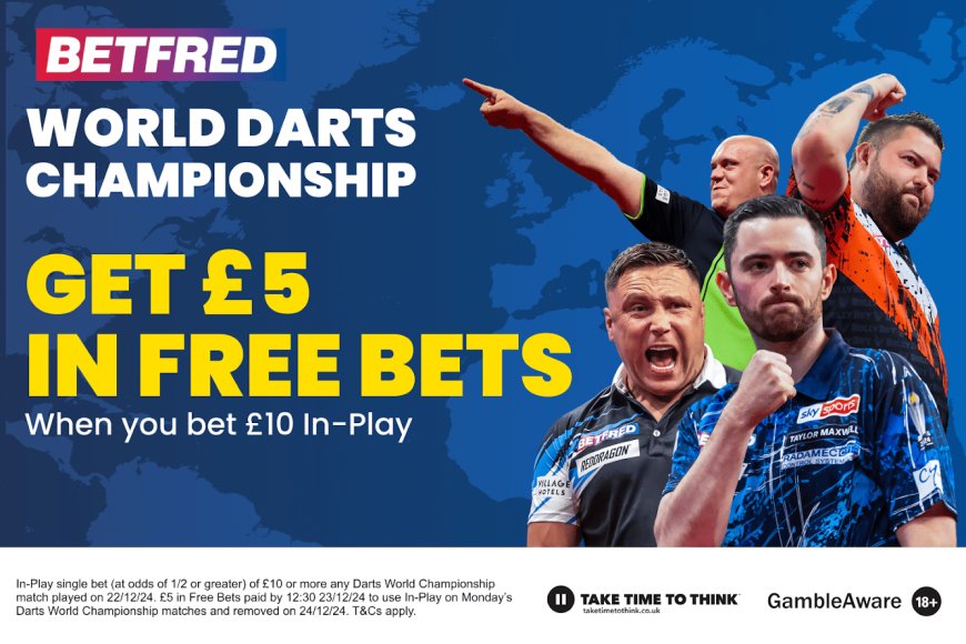 Get £5 in free bets when you bet £10 on Sunday’s World Darts Championship action with Betfred