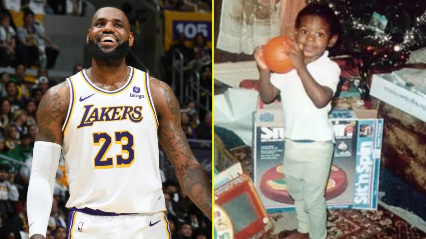 LeBron James reminisces over  viral throwback photo of himself getting basketball hoop for Christmas 1987