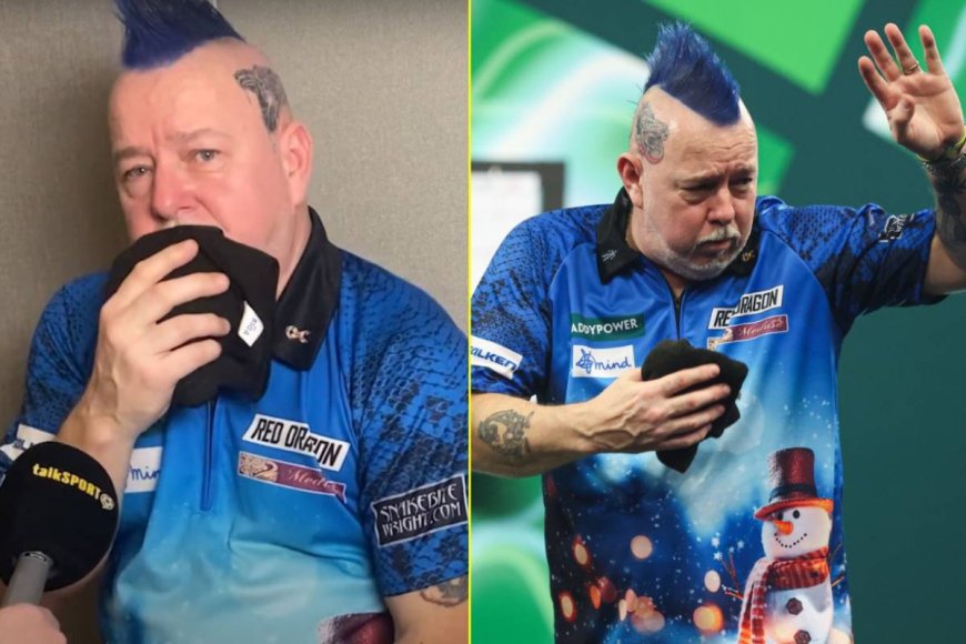 Peter Wright struggles to complete interview after battling through illness to bravely win match