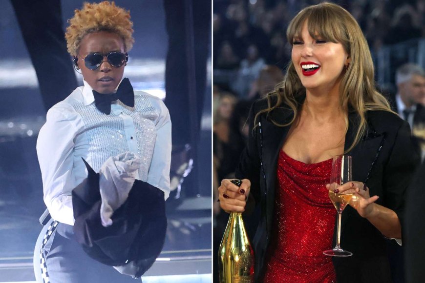 Taylor Swift Rocks Janelle Monáe’s Jacket After Catching It During Singer’s Performance at 2025 Grammys