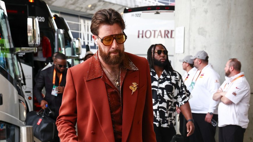 Travis Kelce Plucked His ’70s Super Bowl Suit Straight Off the Runway