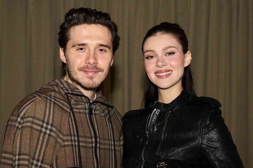 Brooklyn Beckham and Nicola Peltz Are Mad for Plaid - and Each Other - in Twinning Outfits at Burberry Fashion Show in London